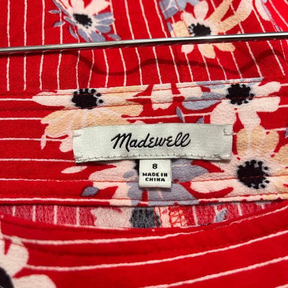 Madewell Red Striped Floral Button Skirt - Picture 7 of 8